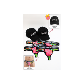 Pack 4 Strings Homme LM2402-57SWE LOOKME + 2 Casquettes Offertes